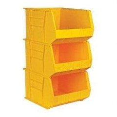 Quantum Storage - 75 Lb. Load Capacity, 18" Deep, Yellow Polypropylene Hopper Stacking Bin - 11" High x 16-1/2" Wide x 18" Long - Eagle Tool & Supply