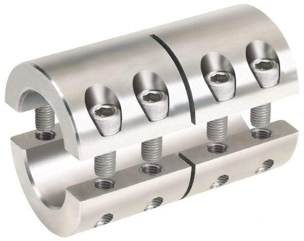 Climax Metal Products - 5/8 x 1/2" Bore, Stainless Steel, Two Piece Two Piece Split Shaft Collar - 1-5/16" Outside Diam, 2" Wide - Eagle Tool & Supply