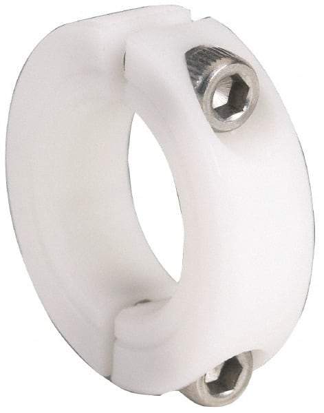 Climax Metal Products - 7/16" Bore, Plastic, Two Piece Clamping Shaft Collar - 15/16" Outside Diam, 11/32" Wide - Eagle Tool & Supply