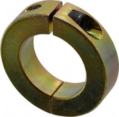 Climax Metal Products - 1-3/8" Bore, Steel, Two Piece Clamping Shaft Collar - 2-1/4" Outside Diam, 9/16" Wide - Eagle Tool & Supply
