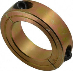 Climax Metal Products - 1-7/16" Bore, Steel, Two Piece Clamping Shaft Collar - 2-1/4" Outside Diam, 9/16" Wide - Eagle Tool & Supply