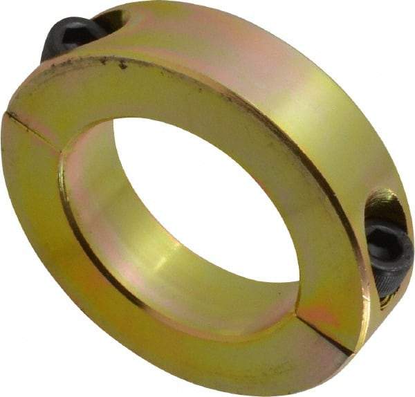 Climax Metal Products - 1-1/2" Bore, Steel, Two Piece Clamping Shaft Collar - 2-3/8" Outside Diam, 9/16" Wide - Eagle Tool & Supply