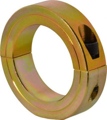 Climax Metal Products - 2-3/16" Bore, Steel, Two Piece Clamping Shaft Collar - 3-1/4" Outside Diam, 3/4" Wide - Eagle Tool & Supply