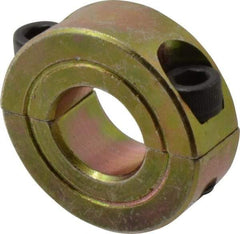 Climax Metal Products - 9/16" Bore, Steel, Two Piece Clamping Shaft Collar - 1-1/8" Outside Diam, 7/16" Wide - Eagle Tool & Supply