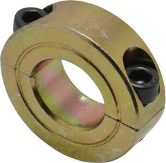 Climax Metal Products - 11/16" Bore, Steel, Two Piece Clamping Shaft Collar - 1-3/8" Outside Diam, 7/16" Wide - Eagle Tool & Supply