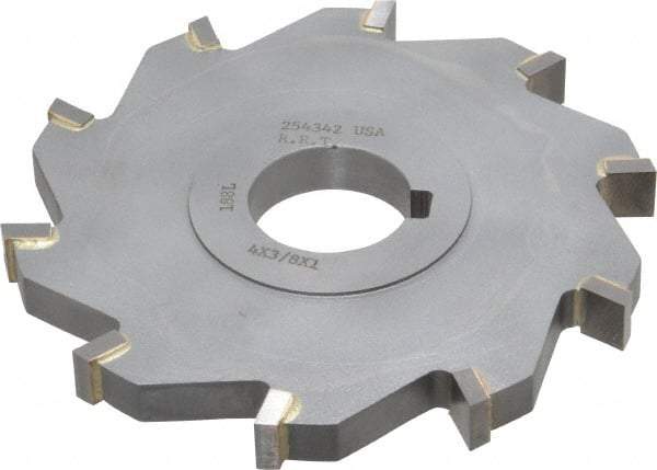 Made in USA - 4" Diam x 3/8" Width of Cut, 10 Teeth, Carbide Tipped Side Milling Cutter - Straight Teeth, Uncoated - Eagle Tool & Supply