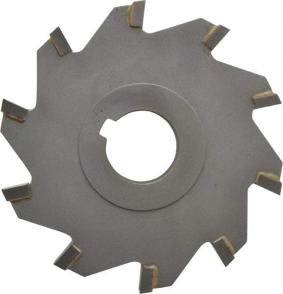 Made in USA - 4" Diam x 1/2" Width of Cut, 10 Teeth, Carbide Tipped Side Milling Cutter - Straight Teeth, Uncoated - Eagle Tool & Supply