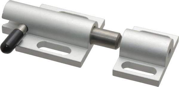 80/20 Inc. - 2" Long x 1-1/2" Wide x 13/16" High, Deadbolt Latch with Side Latch - Aluminum Body with Stainless Steel Bolt, Spring & Handle, with Clear Anodized Aluminum Finish - Eagle Tool & Supply