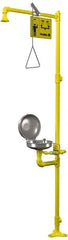 Bradley - 1-1/4" Inlet, 26 GPM shower Flow, Drench shower & Eyewash Station - Bowl with Hinged Dust Cover, Triangular Pull Rod & Push Flag Activated, Galvanized Steel Pipe, Plastic Shower Head, 0.4 GPM Bowl Flow, Corrosion Resistant, Top or Mid Supply - Eagle Tool & Supply