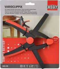 Bessey - 6-1/2" Jaw Opening Capacity, 2" Throat Depth, Double Variable Jaw, Spring Clamp - Plastic Body, Plastic Handle, Plastic Tip, 9" OAL - Eagle Tool & Supply