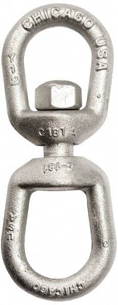 Gibraltar - 850 Lbs. Load Limit, 3-7/16 Inches Long x 1/4 Inch Diameter Oval Eye Swivel - 3/4 Inch Inside Width, 1-1/4 Inch Outside Width, 5/16 Inch Pin Diameter, 2-15/16 Inch Reach, 1-1/16 Inch Lower Eye Inside Height, 5/8 Inch Upper Eye Inside Height - Eagle Tool & Supply