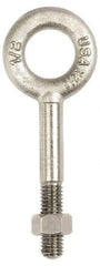 Gibraltar - 1,200 Lb Capacity, Stainless Steel, 3/8-16 Thread, Fixed Lifting Eye Bolt - Partially Threaded, 2-1/2" Shank, 1-1/2" Thread Length, No Shoulder - Eagle Tool & Supply