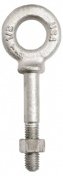 Gibraltar - 500 Lb Capacity, Stainless Steel, 1/4-20 Thread, Fixed Lifting Eye Bolt - Fully Threaded, 3" Shank, 3" Thread Length, Shoulder - Eagle Tool & Supply