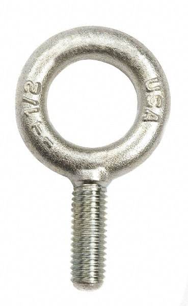 Gibraltar - 6,000 Lb Capacity, Steel, 3/4-10 Thread, Fixed Lifting Eye Bolt - Fully Threaded, 4" Shank, 4" Thread Length, No Shoulder - Eagle Tool & Supply