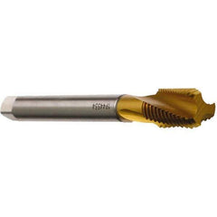 Emuge - 5/8-18 UNF 3 Flute 2B Modified Bottoming Spiral Flute Tap - Cobalt, TiN Finish, 3.937" OAL, Right Hand Flute, Right Hand Thread, Series Rekord D - Eagle Tool & Supply