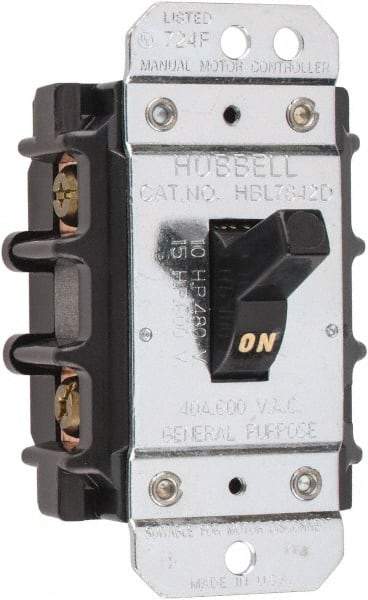 Hubbell Wiring Device-Kellems - 2 Poles, 40 Amp, Open Toggle Manual Motor Starter - 15 hp, CSA Certified & UL Listed - Eagle Tool & Supply