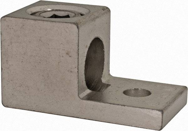 Thomas & Betts - 6 AWG Noninsulated Square Ring Terminal - 5/16" Stud, 2" OAL x 1" Wide, Tin Plated Aluminum Contact - Eagle Tool & Supply