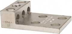 Thomas & Betts - 14-1/0 AWG Noninsulated Compression Connection Rectangle Ring Terminal - 3/8" Stud, 2-29/32" OAL x 2" Wide, Tin Plated Aluminum Contact - Eagle Tool & Supply