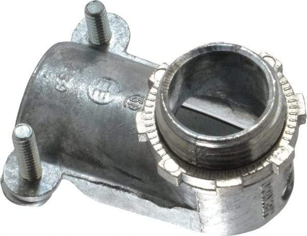 Thomas & Betts - 3/4" Trade, Die Cast Zinc Squeeze Clamp Angled FMC Conduit Connector - Noninsulated - Eagle Tool & Supply