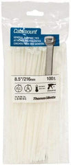 Thomas & Betts - 8-1/2" Long Natural (Color) Nylon Standard Cable Tie - 40 Lb Tensile Strength, 1.13mm Thick, 4" Max Bundle Diam - Eagle Tool & Supply