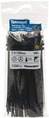 Thomas & Betts - 7-1/2" Long Black Nylon Mountable Cable Tie - 50 Lb Tensile Strength - Eagle Tool & Supply