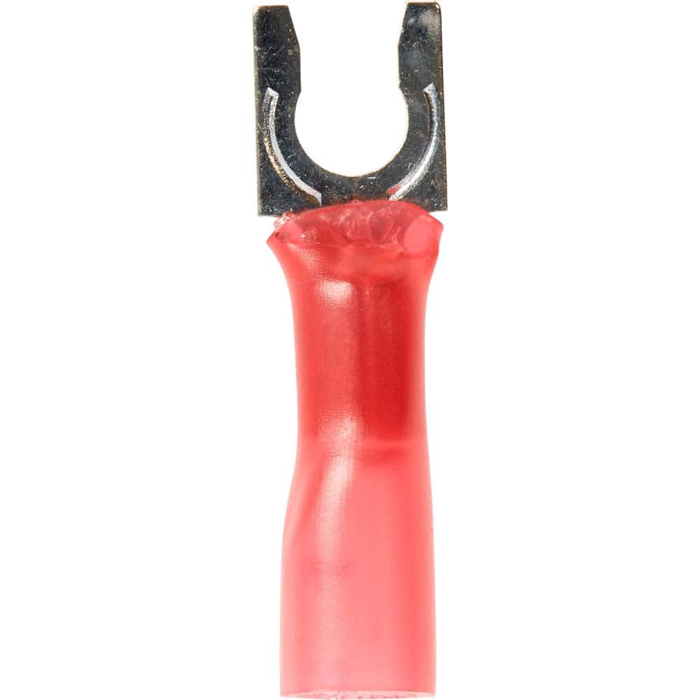 3M - #8 Stud, 22 to 16 AWG Compatible, Partially Insulated, Crimp Connection, Locking Fork Terminal - Eagle Tool & Supply