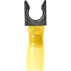 3M - 1/4" Stud, 12 to 10 AWG Compatible, Partially Insulated, Crimp Connection, Locking Fork Terminal - Eagle Tool & Supply