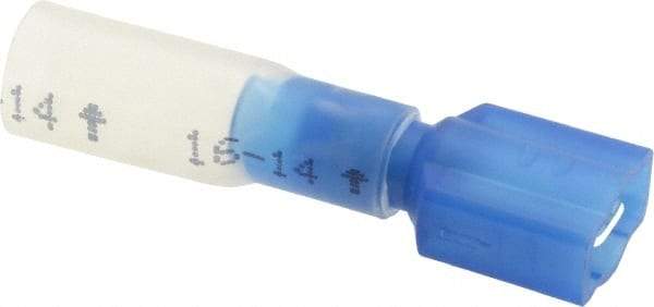 3M - 16 to 14 AWG, Nylon Heat Shrink, Fully Insulated, Male Wire Disconnect - 1/4 Inch Wide Tab, Blue, RoHS 2011/65/EU Compliant - Eagle Tool & Supply