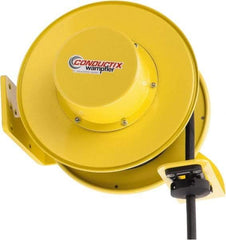 Conductix - 12 AWG, 40' Cable Length, Cord & Cable Reel with Bare End - 3 Outlets, NEMA 5-20R, 20 Amps, SEOW-A Cable, Yellow Reel, Spring Driven Reel - Eagle Tool & Supply