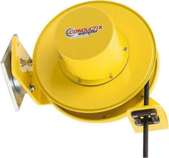 Conductix - 14 AWG, 40' Cable Length, Cord & Cable Reel with Cable End - 3 Outlets, SO Cable, White Reel - Eagle Tool & Supply