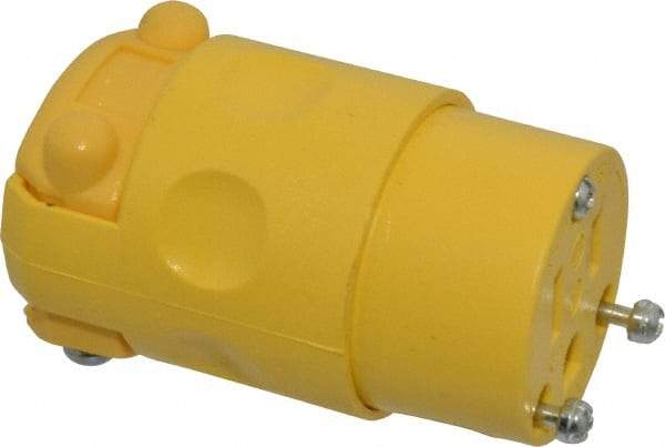 Leviton - 125 VAC, 15 Amp, 5-15R NEMA, Straight, Self Grounding, Residential Grade Connector - 2 Pole, 3 Wire, 1 Phase, PVC, Yellow - Eagle Tool & Supply