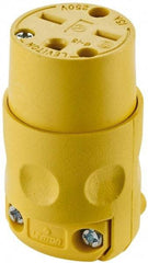 Leviton - 250 VAC, 15 Amp, 6-15R NEMA, Straight, Self Grounding, Commercial Grade Connector - 2 Pole, 3 Wire, 3 Phase, PVC, Yellow - Eagle Tool & Supply