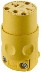 Leviton - 250 VAC, 20 Amp, 6-20R NEMA, Straight, Self Grounding, Commercial Grade Connector - 2 Pole, 3 Wire, 3 Phase, PVC, Yellow - Eagle Tool & Supply