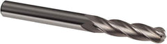 Guhring - 7/16" Diam, 2" LOC, 4 Flute Solid Carbide Ball End Mill - Uncoated, Single End, 5" OAL, 7/16" Shank Diam, Spiral Flute - Eagle Tool & Supply
