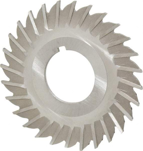 Made in USA - 2-1/2" Blade Diam x 1/16" Blade Thickness, 7/8" Hole, 28 Teeth, High Speed Steel Side Chip Saw - Straight Tooth, Arbor Connection, Right Hand Cut, Uncoated, with Keyway - Eagle Tool & Supply