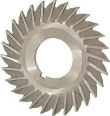 Made in USA - 2-1/2" Blade Diam x 3/32" Blade Thickness, 7/8" Hole, 28 Teeth, High Speed Steel Side Chip Saw - Straight Tooth, Arbor Connection, Right Hand Cut, Uncoated, with Keyway - Eagle Tool & Supply