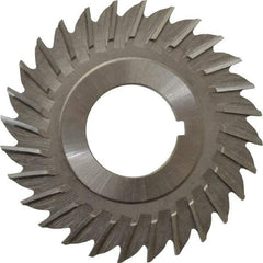 Made in USA - 2-1/2" Blade Diam x 1/8" Blade Thickness, 7/8" Hole, 28 Teeth, High Speed Steel Side Chip Saw - Straight Tooth, Arbor Connection, Right Hand Cut, Uncoated, with Keyway - Eagle Tool & Supply