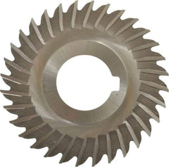 Made in USA - 3" Blade Diam x 1/16" Blade Thickness, 1" Hole, 32 Teeth, High Speed Steel Side Chip Saw - Straight Tooth, Arbor Connection, Right Hand Cut, Uncoated, with Keyway - Eagle Tool & Supply