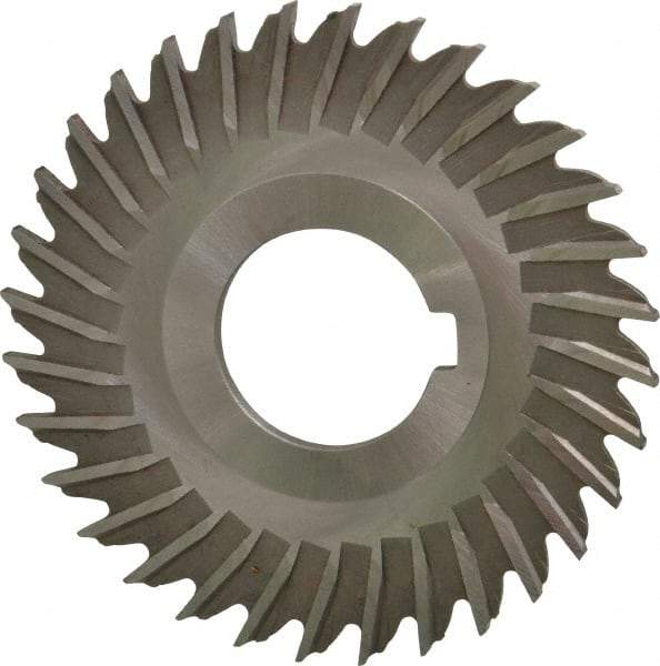 Made in USA - 3" Blade Diam x 7/64" Blade Thickness, 1" Hole, 32 Teeth, High Speed Steel Side Chip Saw - Straight Tooth, Arbor Connection, Right Hand Cut, Uncoated, with Keyway - Eagle Tool & Supply