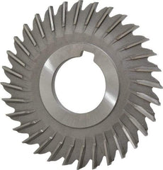 Made in USA - 3" Blade Diam x 9/64" Blade Thickness, 1" Hole, 32 Teeth, High Speed Steel Side Chip Saw - Straight Tooth, Arbor Connection, Right Hand Cut, Uncoated, with Keyway - Eagle Tool & Supply