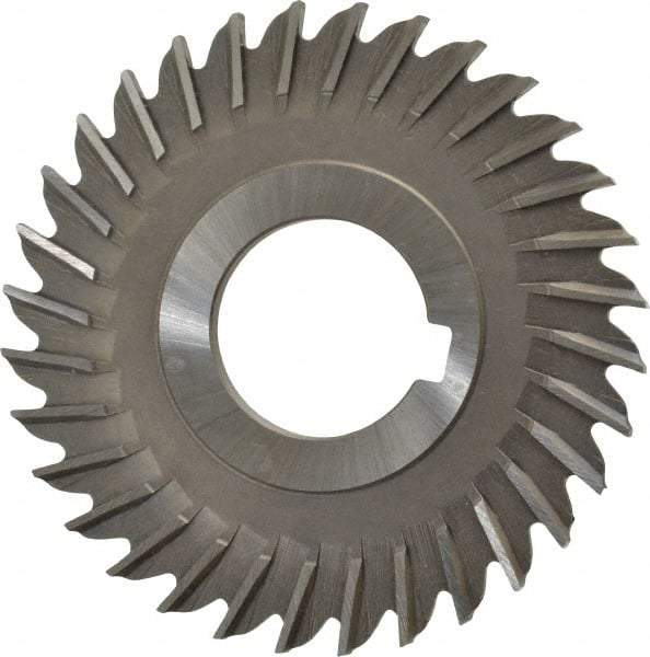 Made in USA - 3" Blade Diam x 5/32" Blade Thickness, 1" Hole, 32 Teeth, High Speed Steel Side Chip Saw - Straight Tooth, Arbor Connection, Right Hand Cut, Uncoated, with Keyway - Eagle Tool & Supply