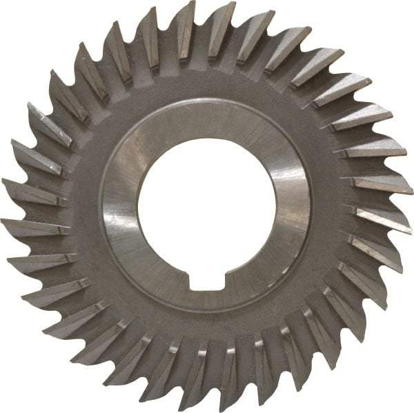 Made in USA - 3" Blade Diam x 7/32" Blade Thickness, 1" Hole, 32 Teeth, High Speed Steel Side Chip Saw - Straight Tooth, Arbor Connection, Right Hand Cut, Uncoated, with Keyway - Eagle Tool & Supply