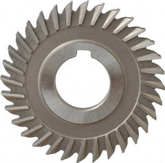 Made in USA - 3" Blade Diam x 1/4" Blade Thickness, 1" Hole, 32 Teeth, High Speed Steel Side Chip Saw - Straight Tooth, Arbor Connection, Right Hand Cut, Uncoated, with Keyway - Eagle Tool & Supply