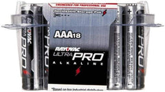 Rayovac - Size AAA, Alkaline, 18 Pack, Standard Battery - 1.5 Volts, Button Tab Terminal - Eagle Tool & Supply