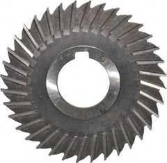 Made in USA - 4" Blade Diam x 9/64" Blade Thickness, 1-1/4" Hole, 36 Teeth, High Speed Steel Side Chip Saw - Straight Tooth, Arbor Connection, Right Hand Cut, Uncoated, with Keyway - Eagle Tool & Supply