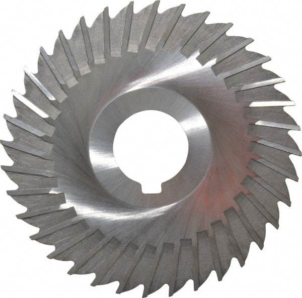 Made in USA - 4" Blade Diam x 1/16" Blade Thickness, 1" Hole, 36 Teeth, High Speed Steel Side Chip Saw - Straight Tooth, Arbor Connection, Right Hand Cut, Uncoated, with Keyway - Eagle Tool & Supply