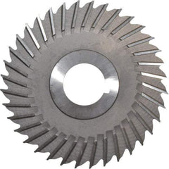 Made in USA - 4" Blade Diam x 1/8" Blade Thickness, 1" Hole, 36 Teeth, High Speed Steel Side Chip Saw - Straight Tooth, Arbor Connection, Right Hand Cut, Uncoated, with Keyway - Eagle Tool & Supply