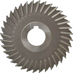 Made in USA - 4" Blade Diam x 9/64" Blade Thickness, 1" Hole, 36 Teeth, High Speed Steel Side Chip Saw - Straight Tooth, Arbor Connection, Right Hand Cut, Uncoated, with Keyway - Eagle Tool & Supply