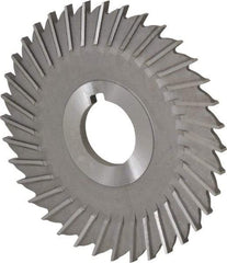 Made in USA - 4" Blade Diam x 5/32" Blade Thickness, 1" Hole, 36 Teeth, High Speed Steel Side Chip Saw - Straight Tooth, Arbor Connection, Right Hand Cut, Uncoated, with Keyway - Eagle Tool & Supply