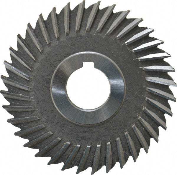 Made in USA - 4" Blade Diam x 3/16" Blade Thickness, 1" Hole, 36 Teeth, High Speed Steel Side Chip Saw - Straight Tooth, Arbor Connection, Right Hand Cut, Uncoated, with Keyway - Eagle Tool & Supply